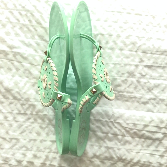 JACK ROGERS Women's Seafoam Green Georgica Jelly Boho Thong Sandals Size 8 - Picture 8 of 12